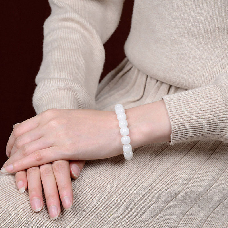 KarmaRipple's Hetian Ivory Jade Happiness Blessing Bracelet p3