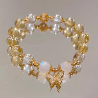 KarmaRipples Citrin-Mondstein-Schmetterlings-Talisman-Armband zum Schutz des Wohlstands