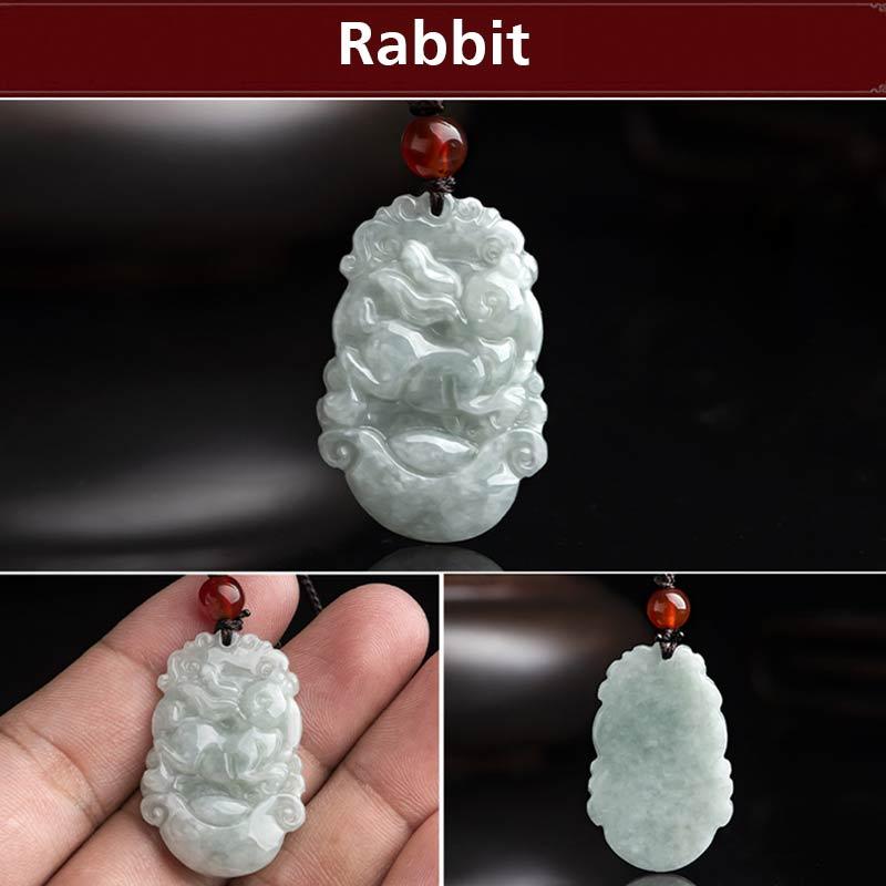 KarmaRipple's Authentic Jade 12 Chinese Zodiac Sucess Necklace Pendant p40