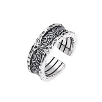KarmaRipple's 925 Sterling Silber Retro Tang Dynastie Blumendesign Glücksring verstellbar 