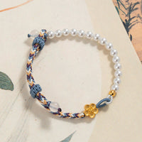 KarmaRipples 925 Sterling Silber Pfirsichblüten Perle Chalcedon Balancing Seil Armband