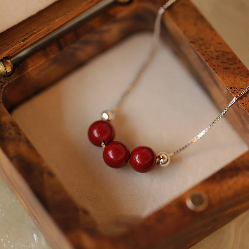 KarmaRipple's 925 Sterling Silver Cinnabar Bead Calm Blessing Pendant Necklace p13