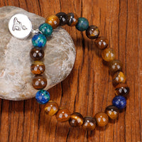 KarmaRipples 108 Mala-Perlenarbeit, Tigerauge, Buddha-Stärke-Armband, Quasten-Anhänger, Halskette