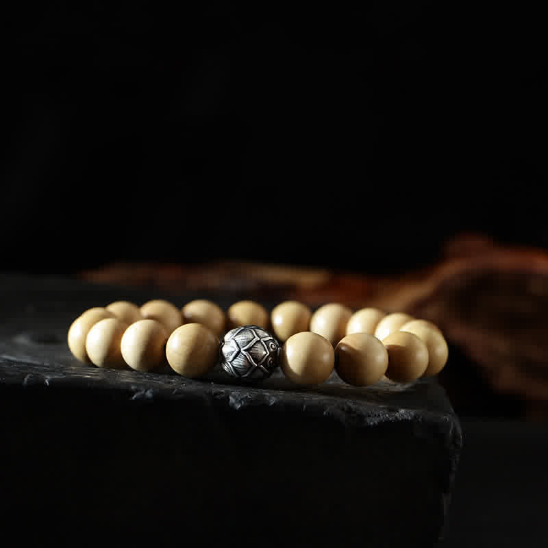 KarmaRipple's Tibet Peach Wood Lotus Cinnabar Bagua Yin Yang Fortune Wealth Bracelet p6