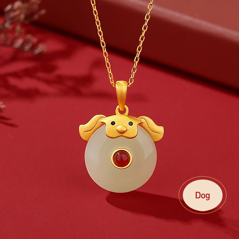 KarmaRipple's 925 Sterling Silver Hetian Jade Chinese Zodiac Year of the Dragon Red Agate Fortune Protection Pendant Necklace p41