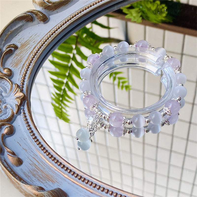 KarmaRipple's 925 Sterling Silver Authentic Amethyst Cat's Eye Spiritual Awareness Star Bracelet p3