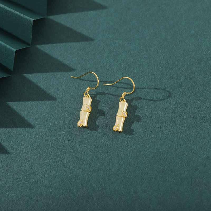 KarmaRipple's 925 Sterling Silver Hetian Jade Chrysoberyl Cat Eye Red Agate Bamboo Fortune Drop Earrings p8