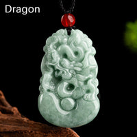 KarmaRipples authentische Halskette mit Anhänger aus grüner Jade mit den 12 chinesischen Sternzeichen „Glück“ und „Wohlstand“