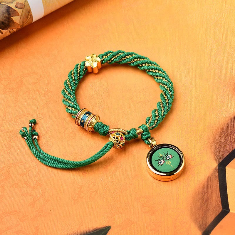 KarmaRipple's Tibet Handmade Five God Of Wealth Fortune Thangka Amulet Prayer Wheel Flower Talisman Weave String Bracelet p27