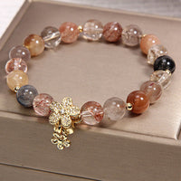 KarmaRipples mehrfarbiges Blumenarmband mit Rutilquarz und Citrin zum Schutz des Reichtums