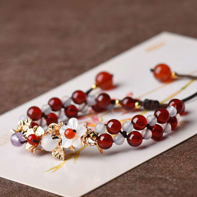 KarmaRipple's Green Aventurine Garnet Bead Flower Petal Fortune Bracelet p4