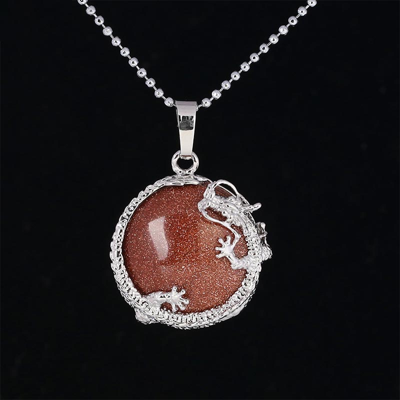 KarmaRipple's Chinese Dragon Authentic Quartz Gemstone Balancing Energy Pendant Necklace p2