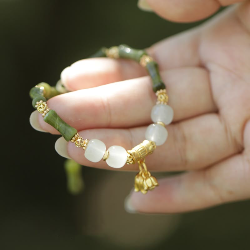 KarmaRipple's Green Bamboo Jade Lily of the Valley Wealth Bracelet p7