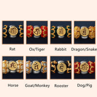 KarmaRipples Armband mit gewebtem Silberarmband mit chinesischem Tierkreiszeichen und Buddha-Statue