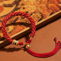 KarmaRipples handgefertigtes tibetisches Glücks-Thangka-Gebetsrad-Talisman-Gewebearmband