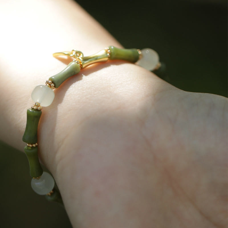 KarmaRipple's Green Bamboo Jade Lily of the Valley Wealth Bracelet p13