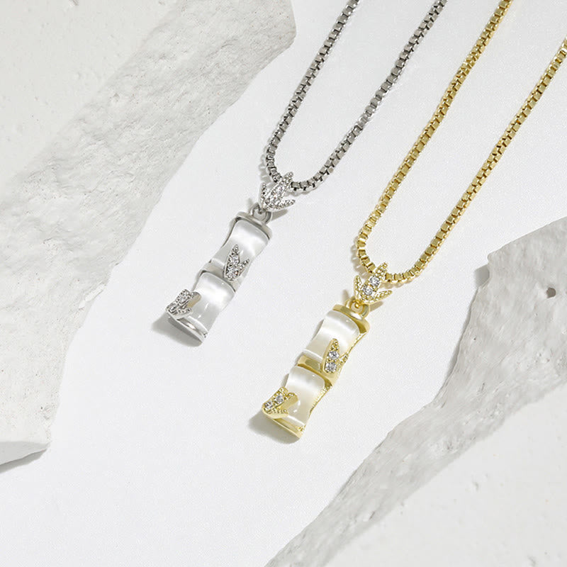 KarmaRipple's Chalcedony Bamboo Pattern Balance Pendant Necklace p16