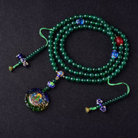 KarmaRipples 108 Mala-Perlenarbeit, authentisches grünes Achat-Bodhisattva-Grüne-Tara-Manifestation-Talisman-Armband