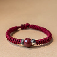 KarmaRipples 925 Sterling Silber authentische Zinnober Perle ruhiges handgefertigtes gewebtes Schnurarmband