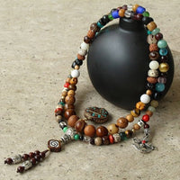KarmaRipple's Tibet 108 Mala Perlenarbeit Nine Palaces Bagua Bodhi Seed Yak Bone Vajra Balance Armband