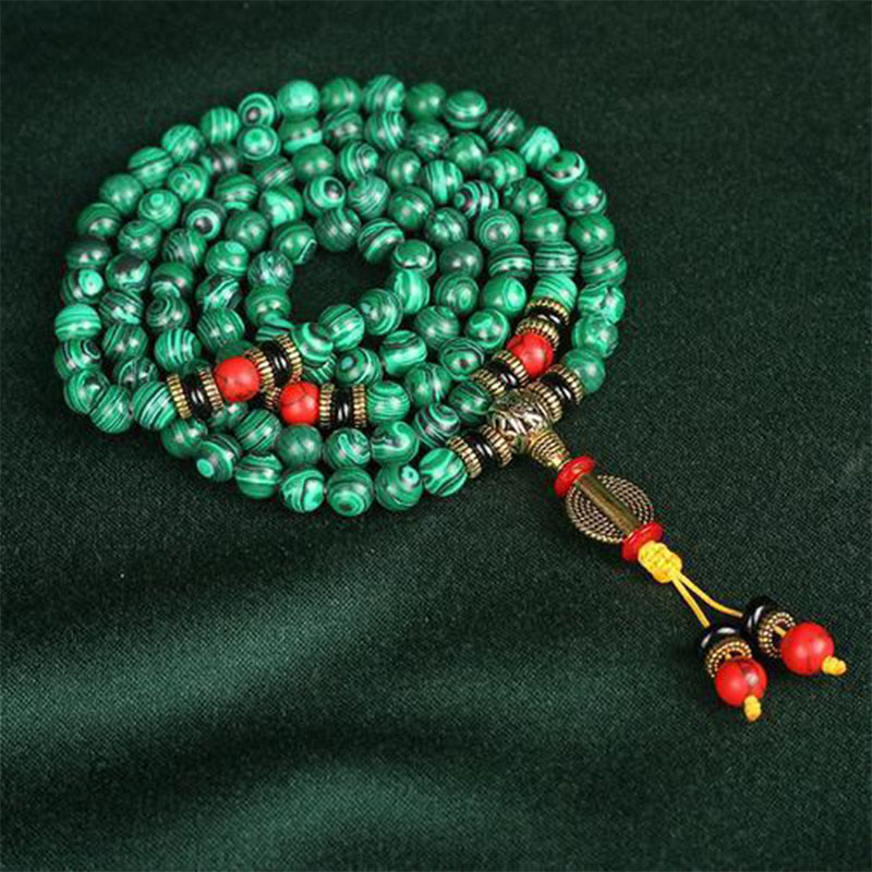 KarmaRipple's Tibetan 108 Mala Malachite Beadwork Bracelet Pendant p6