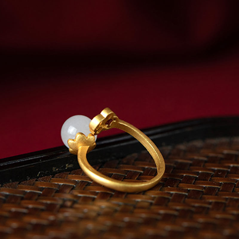 KarmaRipple's Ivory Jade Auspicious Cloud Blessing Fortune Ring p11