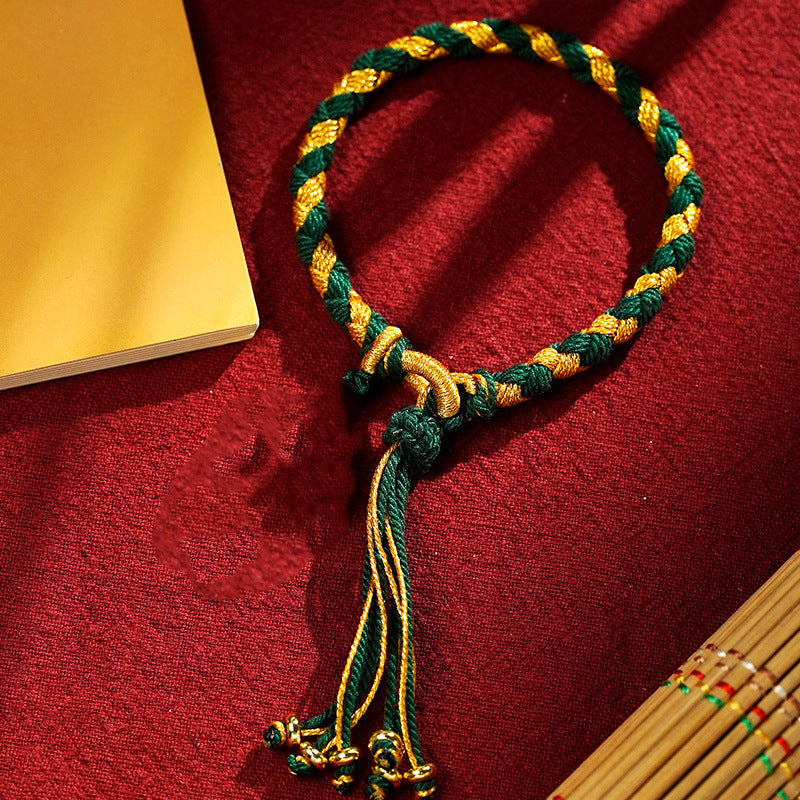 KarmaRipple's Handmade Tibetan Five God Of Wealth Dragon Scale Rope Fortune Braid Bracelet p10