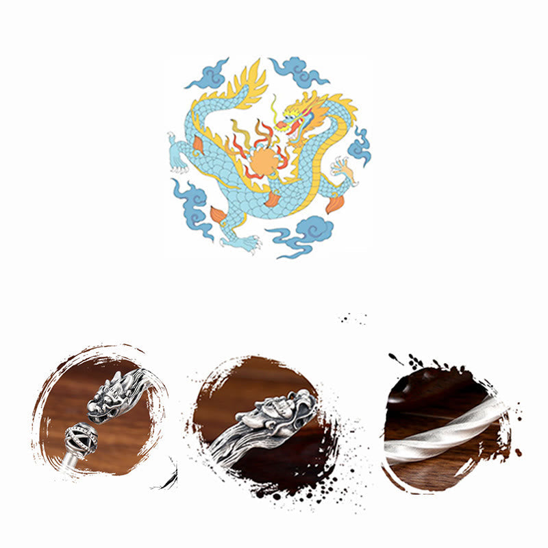 KarmaRipple's 999 Sterling Silver Year of the Dragon Fortune Strength Metal Cuff Bracelet Bangle p7