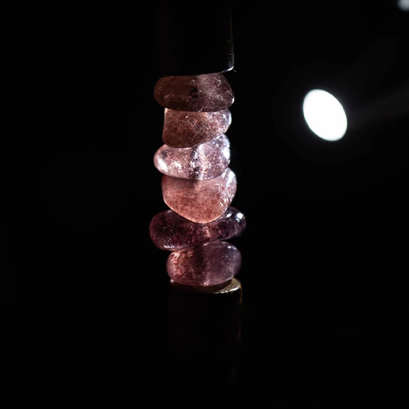 KarmaRipple's 925 Sterling Silver Chinese Zodiac Natal Buddha Agarwood Strawberry Quartz Peace Double Wrap Bracelet p17