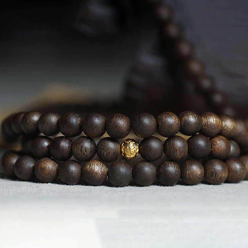 KarmaRipple's 108 Mala Beadwork 999 Pure Gold Beadwork Rare Brunei Agarwood Peace Strength Bracelet p15