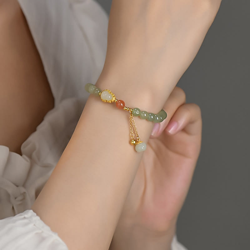 KarmaRipple's 925 Sterling Silver Hetian Jade Gourd Lotus Abundance Fortune Bracelet p4