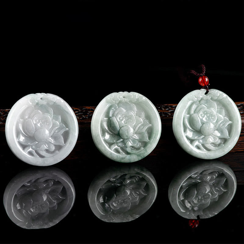 KarmaRipple's Authentic Jade Lotus Flower Carved Prosperity Pendant Necklace p6