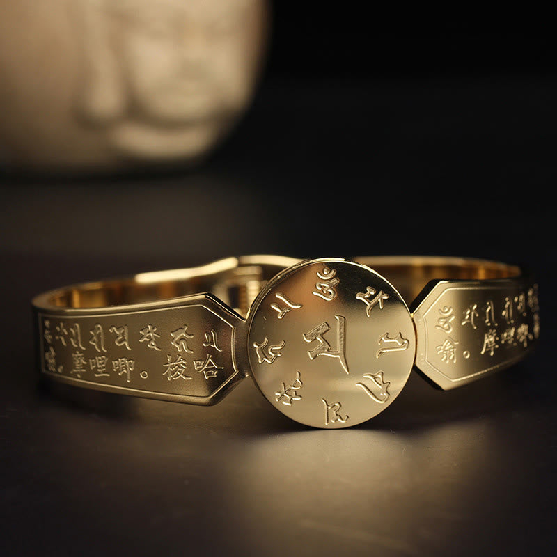 KarmaRipple's Yin Yang Lotus Om Mani Padme Hum Mantra Titanium Steel Balance Bracelet Bangle p33