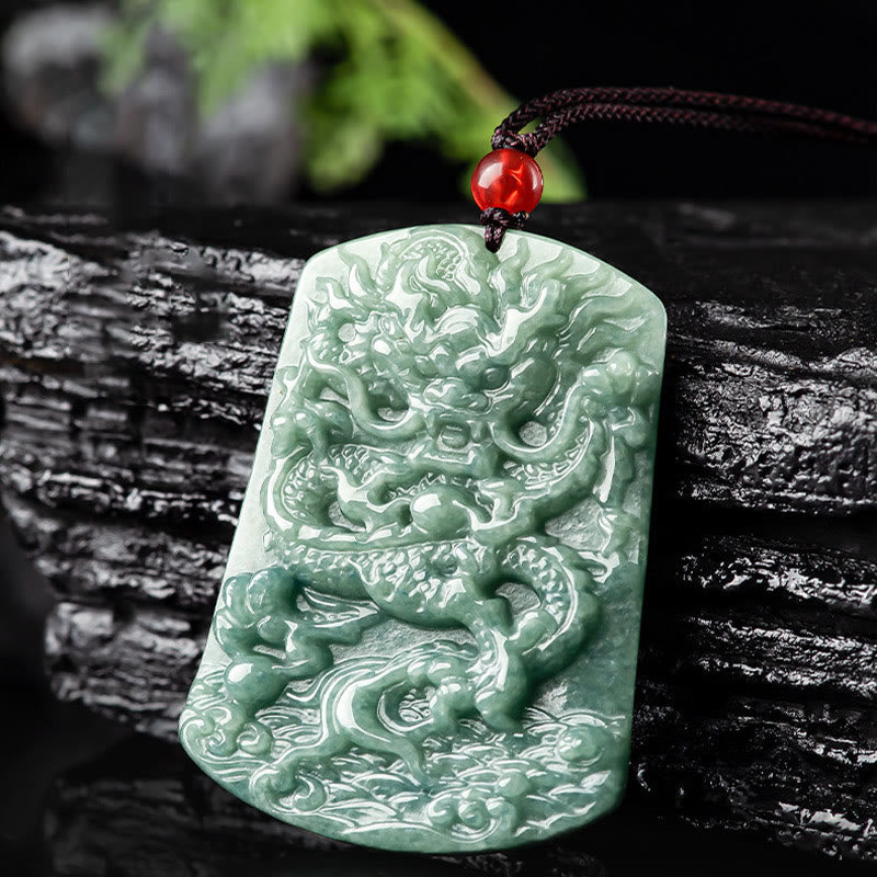 KarmaRipple's Authentic Jade Chinese Zodiac Dragon Sea Fortune String Pendant Necklace p7