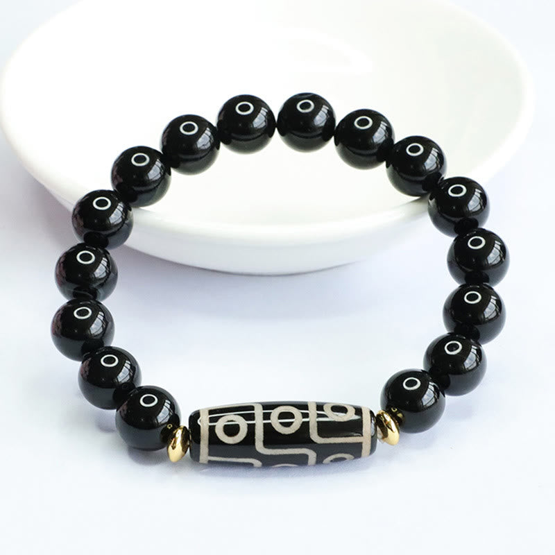 KarmaRipple's Tibetan Nine-Eye Dzi Bead Black Onyx Power Bracelet p7