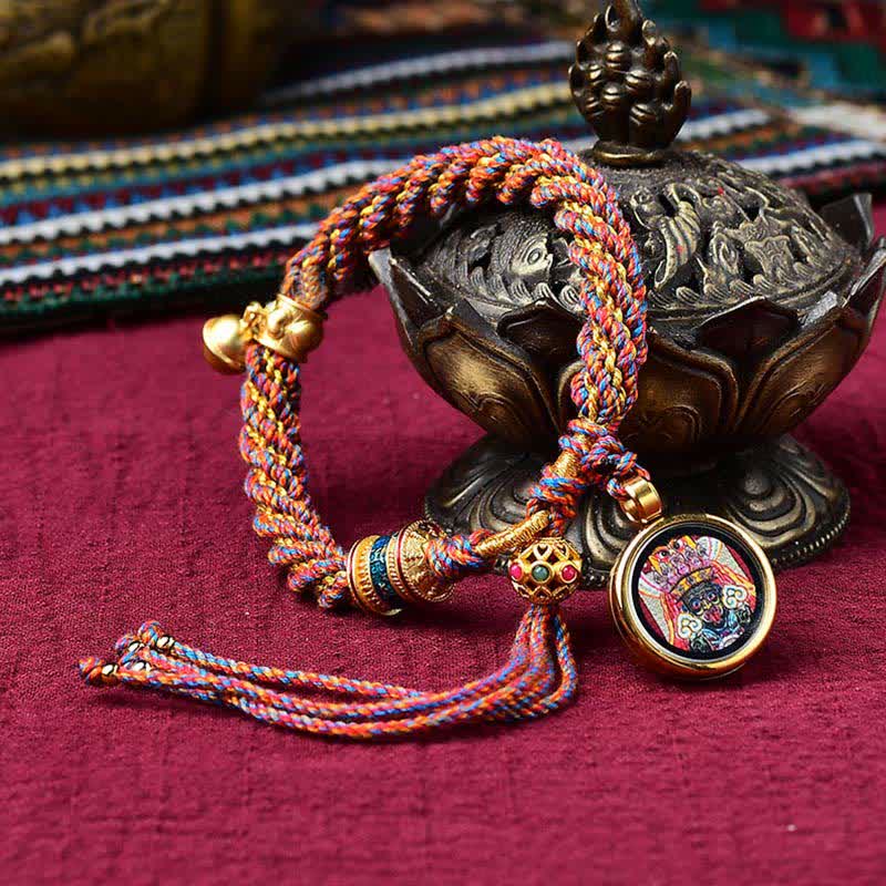 KarmaRipple's Tibetan Handmade Fortune Protection Thangka Prayer Wheel Bell Talisman Braid String Bracelet p9