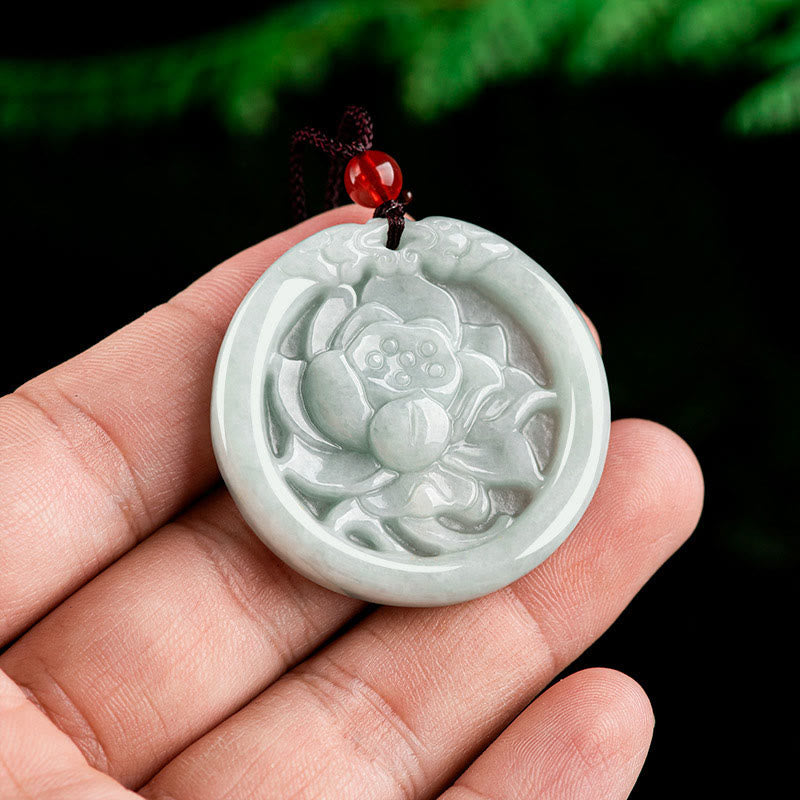 KarmaRipple's Authentic Jade Lotus Flower Carved Prosperity Pendant Necklace p7