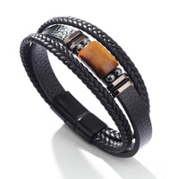KarmaRipples Tiger Eye Power Magnetschnalle Mehrschichtiges Lederarmband