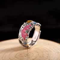 KarmaRipples Erleuchtungsring aus 925er Sterlingsilber mit Lotus-Koi-Fisch