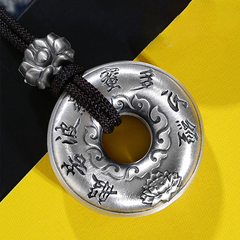 KarmaRipple's 999 Sterling Silver Heart Sutra Lotus Peace Buckle Pendant Necklace p9