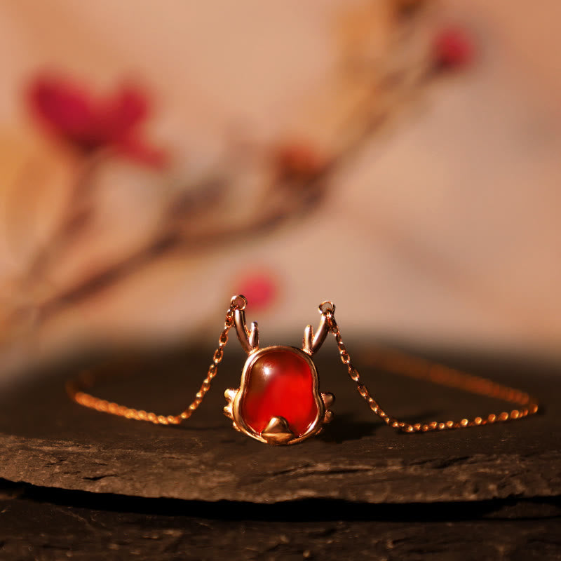 KarmaRipple's ???A Flash Sale- 925 Sterling Silver Year of the Dragon Authentic Red Agate Dragon Attract Fortune Fu Character Strength Bracelet Pendant Necklace Earrings p9