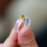 Glücks- und Schutzring aus Elfenbein-Achat, Cyan-Jade, Türkis-Achat von KarmaRipple