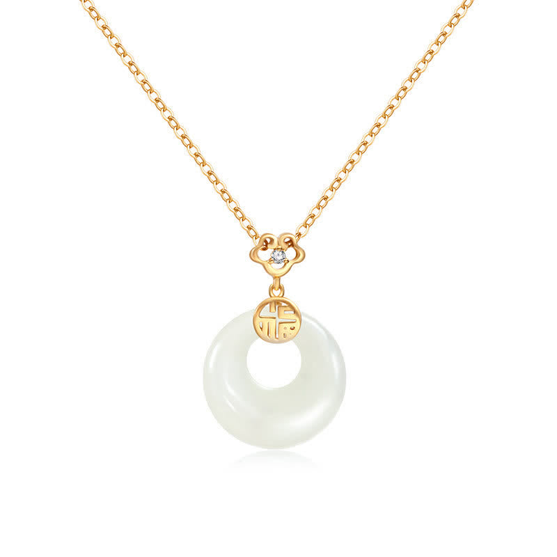 KarmaRipple's Ivory Jade Peace Buckle Blessings Fortune Pendant Necklace p5