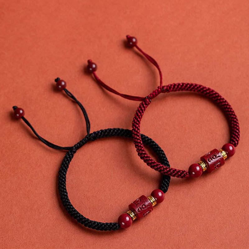 KarmaRipple's Tibet Cinnabar Om Mani Padme Hum Engraved Blessing Woven Bracelet p18