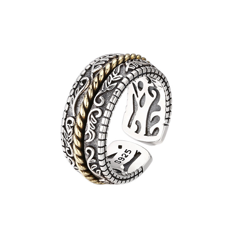 KarmaRipple's 925 Sterling Silver Tang Dynasty Flower Design Fortune Adjustable Ring p6