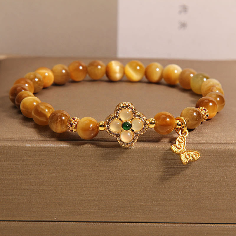 KarmaRipple's Tiger Eye Four Leaf Clover Butterfly Protection Bracelet p10