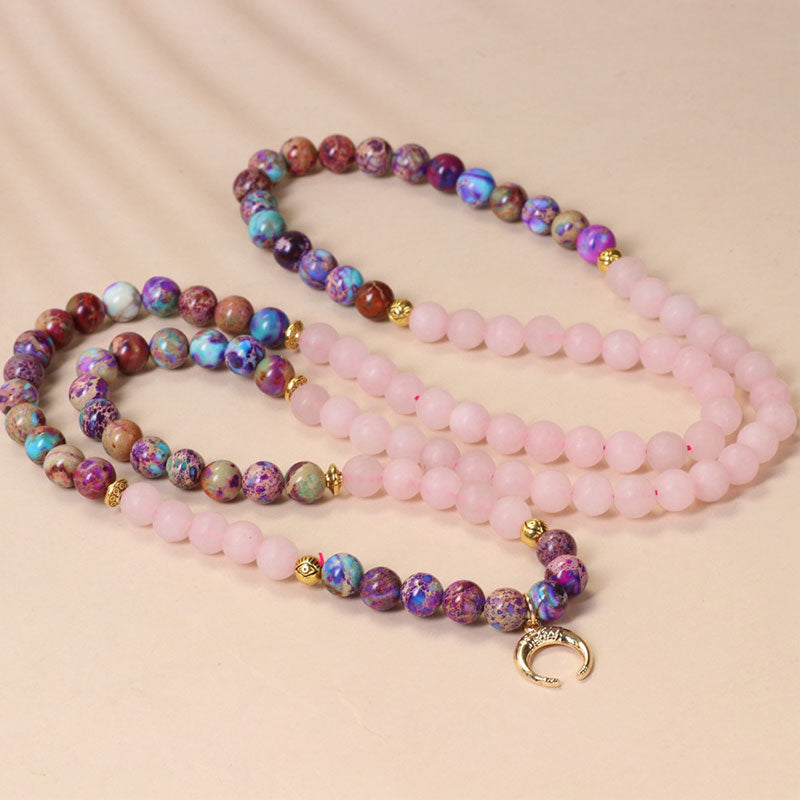 KarmaRipple's 108 Beadwork Miano Real Pink Gemstone Mala Balancing Bracelet p4