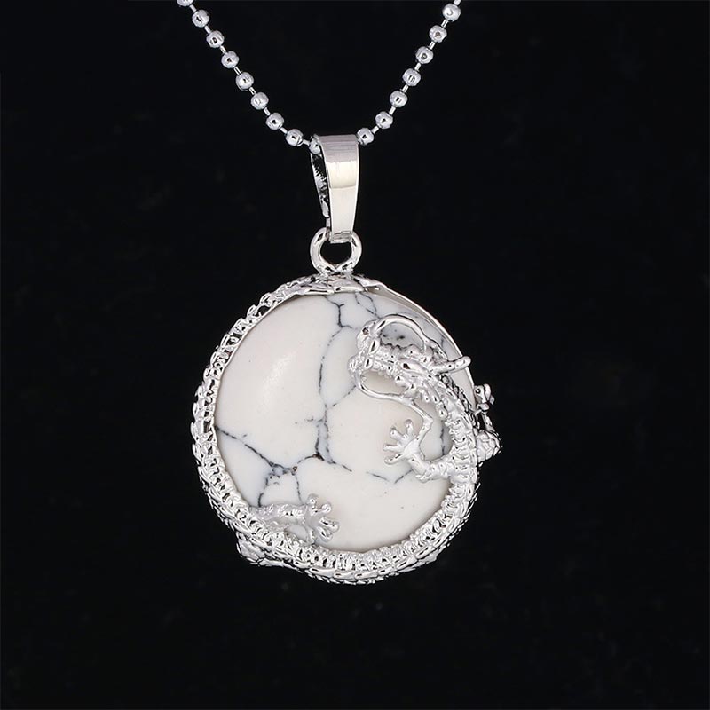 KarmaRipple's Chinese Dragon Authentic Quartz Gemstone Balancing Energy Pendant Necklace p51