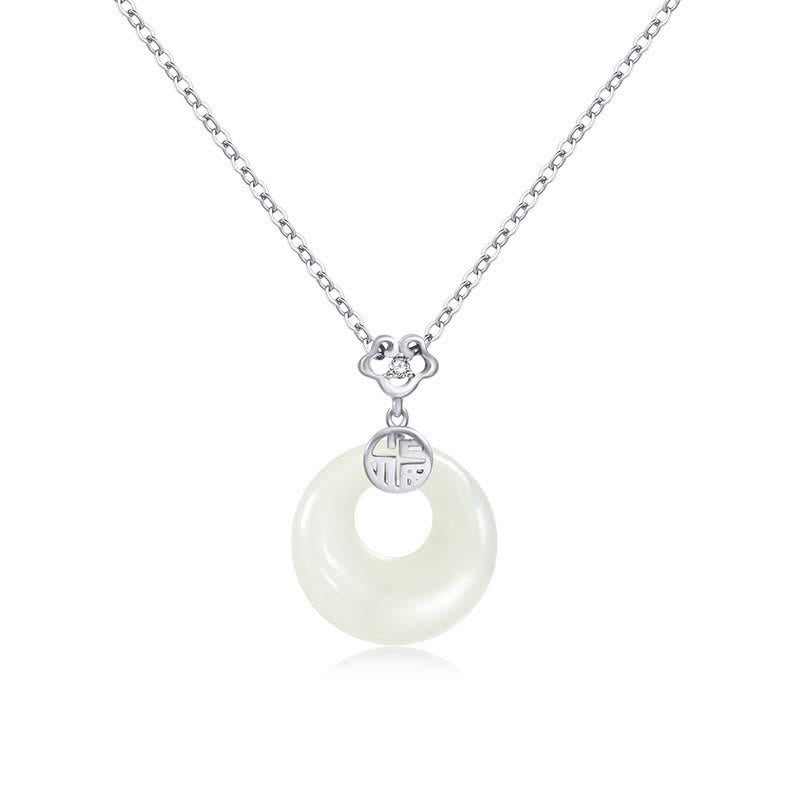 KarmaRipple's Ivory Jade Peace Buckle Blessings Fortune Pendant Necklace p2