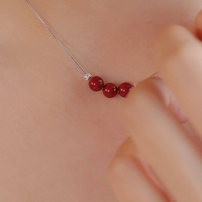 KarmaRipple's 925 Sterling Silver Cinnabar Bead Calm Blessing Pendant Necklace p4